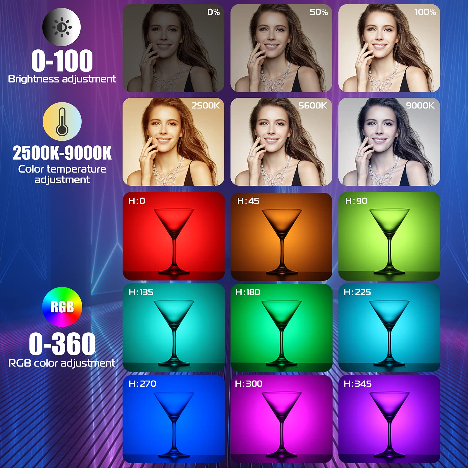 m101708s 撮影用ライト LED 360Pcs 36W Amazon.com : ULANZI RGB Light Wand, 360° Full Color Magnetic Mini